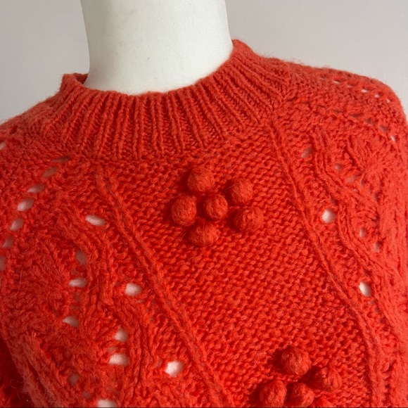 J Crew Wool Alpaca Blend Pointelle Flower Knit Sweater - Picture 3 of 6